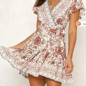 ZESICA Women’s Summer Wrap V Neck Bohemian Floral